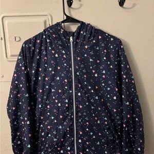 Heart Patterned Navy RainJacket